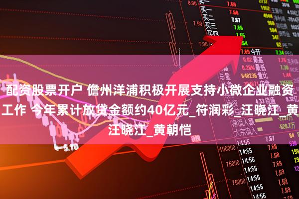 配资股票开户 儋州洋浦积极开展支持小微企业融资协调工作 今年累计放贷金额约40亿元_符润彩_汪晓江_黄朝恺