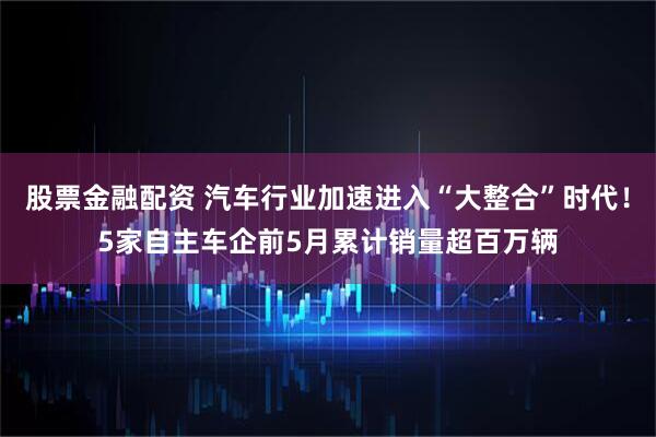 股票金融配资 汽车行业加速进入“大整合”时代！5家自主车企前5月累计销量超百万辆